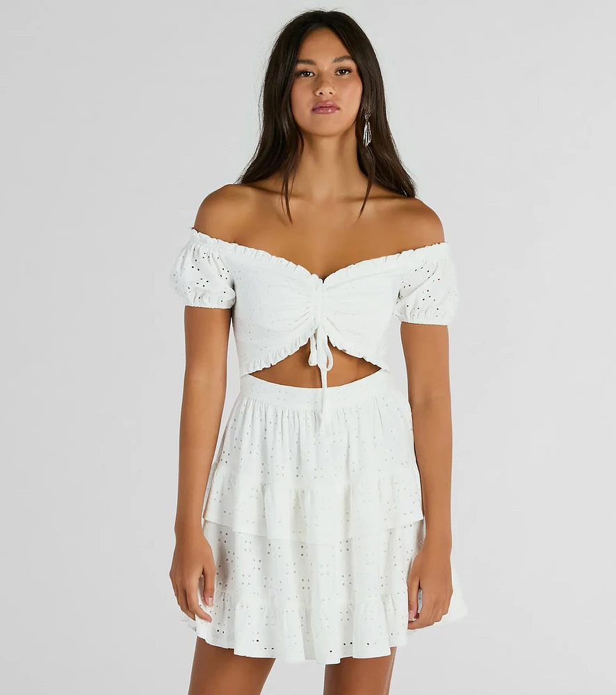 Windsor Catch A Cutie Short Sleeve Cutout Eyelet Skater Dress | Foxvalley  Mall