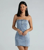 The 90s Are Calling Denim Strapless Mini Dress