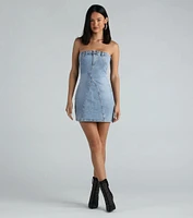 The 90s Are Calling Denim Strapless Mini Dress