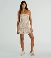 Speechless Strapless Floral Ruffle Mini Dress