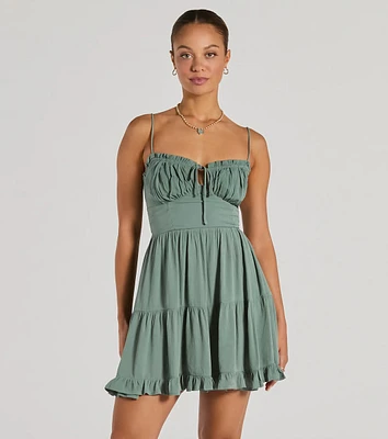 A Sweet Look Sleeveless Ruffled Skater Dress