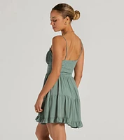 A Sweet Look Sleeveless Ruffled Skater Dress