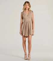 Crush On You Sleeveless V-Neck Skater Dress