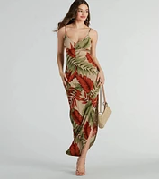 Vacay Vibes High Slit Tropical Knit Maxi Dress