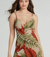 Vacay Vibes High Slit Tropical Knit Maxi Dress