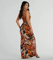 Pretty Paradise One-Shoulder Tropical Maxi Dress