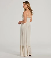 Covetable Charm V-Neck Ruffled Maxi Dress