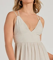 Covetable Charm V-Neck Ruffled Maxi Dress