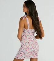 Darling Flirtation Tie Strap V-Neck Floral Mini Dress