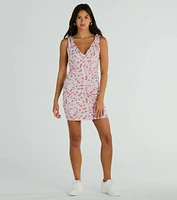 Darling Flirtation Tie Strap V-Neck Floral Mini Dress