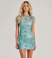 Love Impression Crew Neck Tie-Dye Bodycon Mini Dress