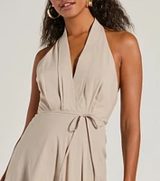 Delightful Charm Halter A-Line Midi Dress