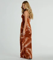 Island Breeze Tropical Cutout Slit Maxi Dress