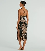 Alluring Vacay High Slit Tropical Mesh Midi Dress