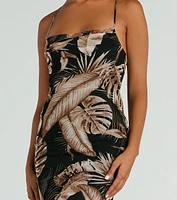 Alluring Vacay High Slit Tropical Mesh Midi Dress