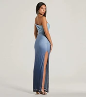 Special Stunner One-Shoulder Cutout Ombre Maxi Dress