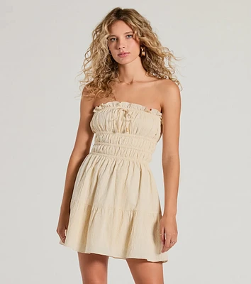 True Devotion Strapless Ruffle Skater Mini Dress