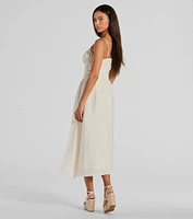 Best Feeling Scoop Neck Cutout A-Line Midi Dress