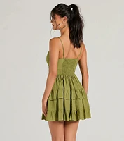 Charming Allure Tie-Front Ruffled Skater Dress