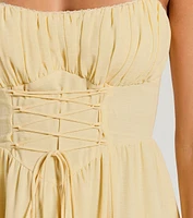 Modern Romance Sleeveless Lace-Up A-Line Midi Dress