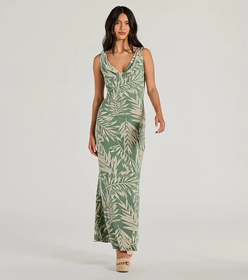 Fabulous Destination Tropical Cowl Neck Maxi Dress