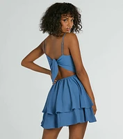 Divine Cutie Tie-Back Ruffled Skater Dress