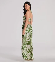 Bright Beauty Halter Cutout Tropical Maxi Dress