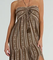 Desert Princess Halter Maxi Dress With Pockets