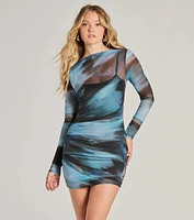 Stunning Look Long Sleeve Abstract Mini Dress