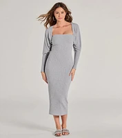 She's The Main Rib Knit Strapless Midi Dress