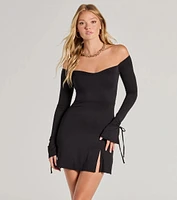 Chic Moment Off-The-Shoulder Bell Sleeve Mini Dress