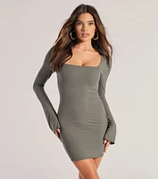 Casual Perfection Long Sleeve Knit Mini Dress