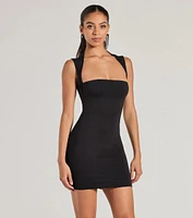 Chic Muse Square Neck Bodycon Mini Dress