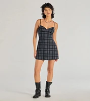 Plaid Mood Sleeveless A-Line Mini Dress