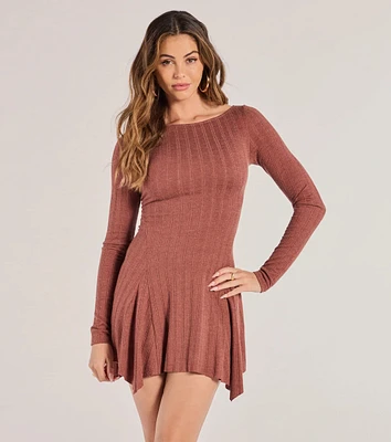 Luxe Charm Cashmere Knit Hanky Hem Mini Dress