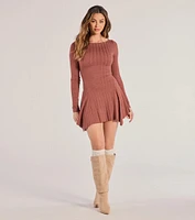 Luxe Charm Cashmere Knit Hanky Hem Mini Dress