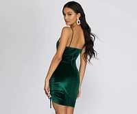 Ruched And Luxe Velvet Mini Dress