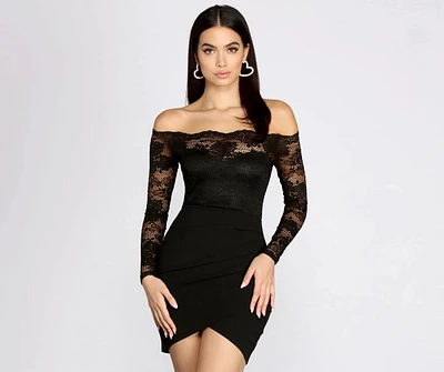 Lovely Look Lace Off Shoulder Mini Dress