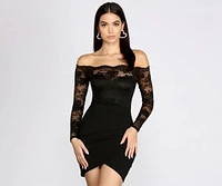 Lovely Look Lace Off Shoulder Mini Dress