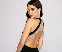 Glam Girl Rhinestone Fringe Mini Dress