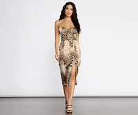 Leader Leopard Print Satin Midi Dress