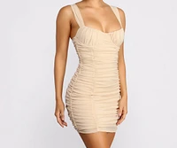 Meant To Be Mesh Ruched Mini Dress