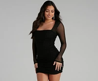 Mesmerize Mesh Ruched Mini Dress