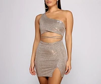 Glitter Goddess One Shoulder Mini Dress