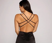 Sleek And Strappy Satin Mini Dress