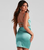 Dreamy Satin Ruched Mini Dress