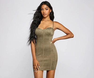 Elite Glam Faux Suede Mini Dress