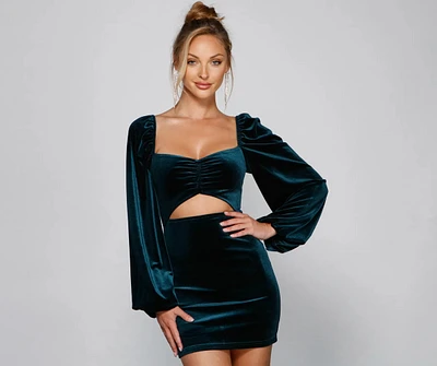 First Impressions Velvet Cutout Mini Dress