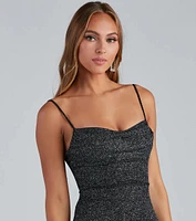 Time To Sparkle Cowl Neck Mini Dress