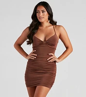 Catch A Glance Ruched Mini Dress